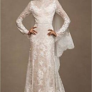 NWT- V. Chapman Jules Long-Sleeve Turtleneck Lace Column Maxi Dress